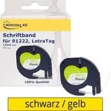 G&G Schriftband für Dymo S0721670/ 91222 12mm x 4m, Schwarz auf Gelb kompatibel für Dymo Letratag XR LT-100H/LT-100H Etikettendrucker