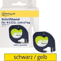 G&G Schriftband für Dymo S0721670/ 91222 12mm x 4m, Schwarz auf Gelb kompatibel für Dymo Letratag XR LT-100H/LT-100H Etikettendrucker