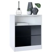 Vladon Kommode, Schwarz Hochglanz, 56x67.5x36 cm, Wohnzimmer, Kommoden &