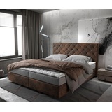 DeLife Boxspringbett Dream-Great 180x200 cm Braun Vintage mit Matratze und Topper