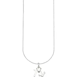 Kette mit Anhänger BRUNO BANANI "Schmuck Geschenk Silber 925 Halsschmuck Halskette Ankerkette Glaube", silber (silberfarben), Halsketten, Damen, Silber 925 (Sterlingsilber), L: 45cm