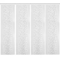 HOME WOHNIDEEN Schiebegardine JENNA (4 St), Klettband, halbtransparent, Schiebevorhang Jacquard Set weiß 57 cm x 245 cm