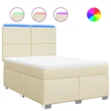 vidaXL Boxspringbett mit Matratze Creme 140x190 cm Stoff