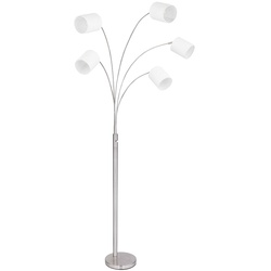 Design Stehlampe Stoffschirm Wohnzimmer Beleuchtung Stehleuchte Standleuchte Lampe sandfarben, Spots schwenkbar, 5x E14, LxBxH 84x130x204 cm