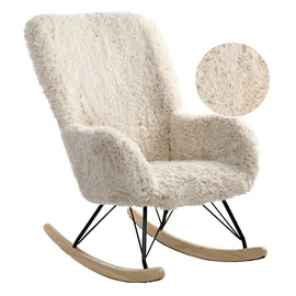 Beliani Schaukelsessel AKRA Webpelz 0 x 0 x 0 cm Hellbeige