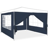 Relaxdays Pavillon 4er Set, 2x3m, Seitenteile, Fenster & Reißverschluss, wasserdicht, PE-Kunststoff, blau