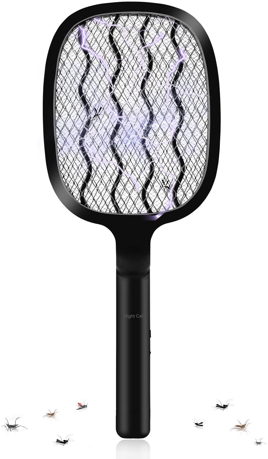 Elektrische Fliegenklatsche LED Mücken Doppeltes Schutzgitter USB Insektenfänger 