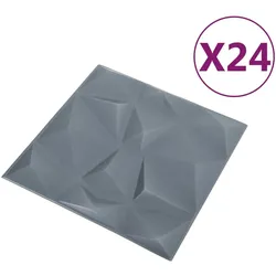 vidaXL 3D-Wandpaneele 24 Stk. 50x50 cm Diamant Grau 6 m2