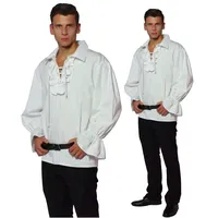 MAYLYNN 13711-S - Piratenhemd Rüschenhemd Mittelalter Hemd - Baumwolle, Größe S, weiß - S