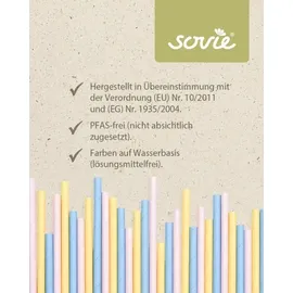 Sovie Trinkhalm in Pastell Gelb Rot Blau sortiert aus Papier FSC®, Ø 8 mm / 20 cm, 150 Stück
