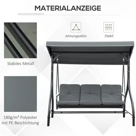Outsunny Hollywoodschaukel Dunkelgrau 3-Sitzer