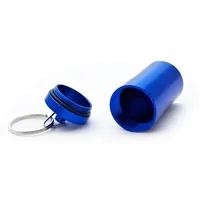 Pillendose blau 68 x 31 mm Pillenbox Tablettendose Schlüsselanhänger Alu Mini Box Dose Pillen Kapsel Aufbewahrungsbox