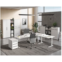 Lomadox Schreibtisch MEMPHIS-01, weiß, mit Winkelschreibtisch 260x220cm weiß