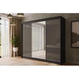 altdecor Schiebetürenschrank VESLI 250 x 215 x 61 cm Schwarz