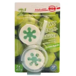 ORO®-fresh WC-Duftblüten 2 in 1 02925 , 1 Packung = 3 x 45 g, Green Apple