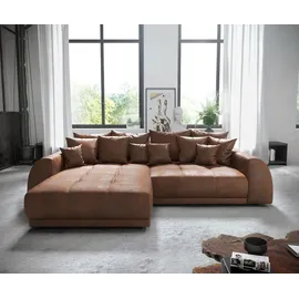 DeLife Eckcouch Violetta 300 x 220 cm Lederimitat Braun Recamiere variabel