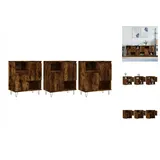 vidaXL Sideboards 3 Stk. Räuchereiche Holzwerkstoff