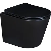 Verosan Wand-WC Nakia Spülrandlos Schwarz Matt inkl. WC-Sitz