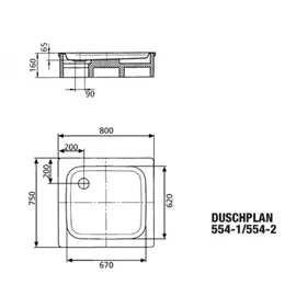 Kaldewei Duschplan 554-1 75x80cm, 448600010001