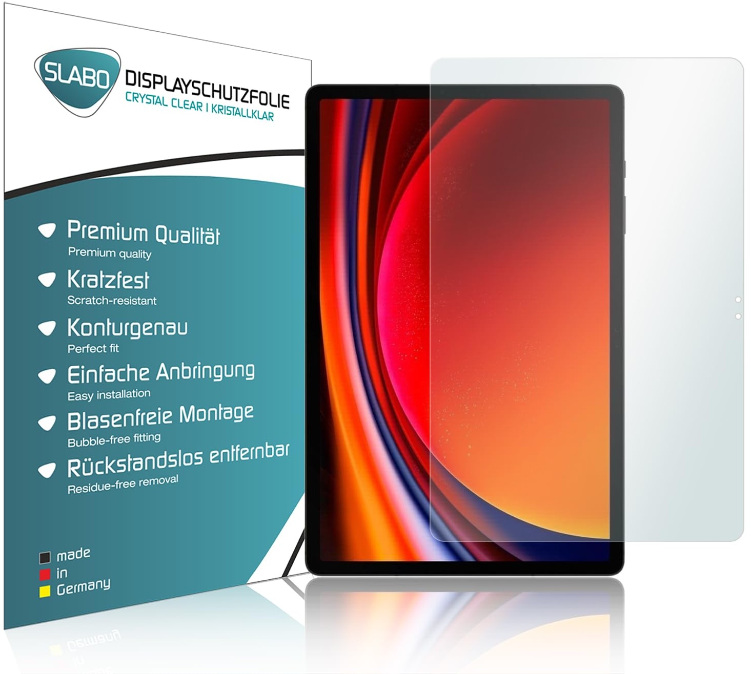 Slabo 2 x Displayschutzfolie kompatibel mit Samsung Galaxy Tab S9+ (5G | Wi-Fi) Displayschutz Schutzfolie Folie Crystal Clear KLAR