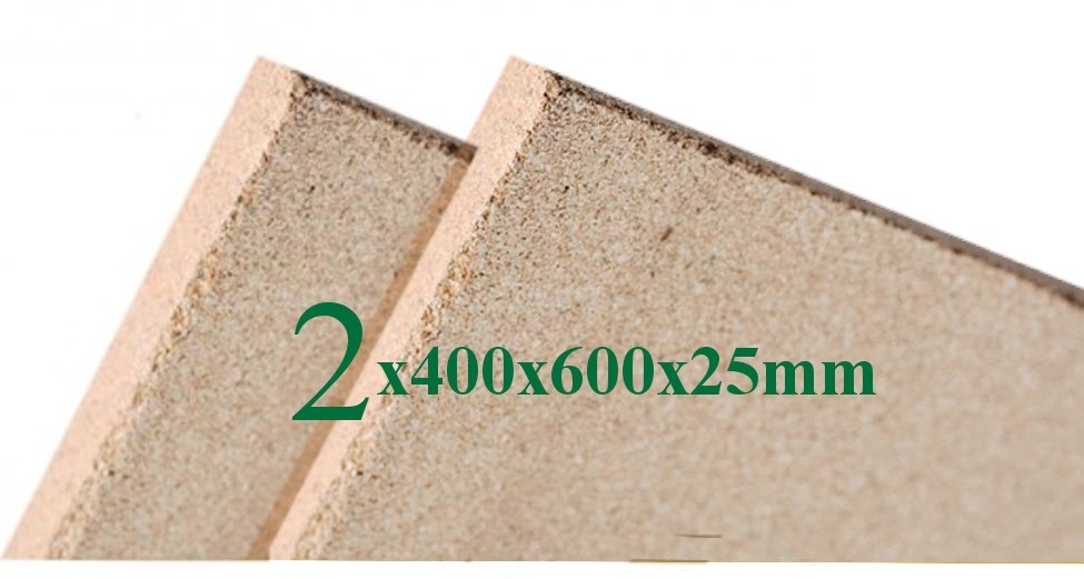 2x Vermiculite Brandschutzplatten | 400x600x25mm | Schamotte-Ersatz