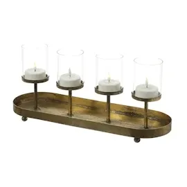 MARELIDA Kerzenständer Advent Kerzenhalter Kerzentablettt Adventskranz gold