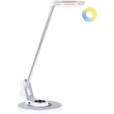 Beliani LED-Schreibtischlampe Weiß Metall USB-Port Dimmbar Verstellbarer Schirm Arm Helligkeitsregulierung Modern Büro Ausstattung Arbeitsleuchte