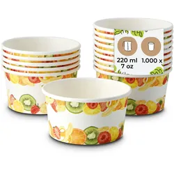 BIOZOYG Eisbecher aus Pappe 1000 Stück 150 ml Ø 92 mm bedruckt - Dessertbecher beschichtet Einweg - Snackbecher to go Eisdiele Candy Bar Eis Joghurt