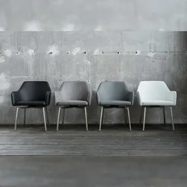 KAWOLA Stuhl Loui Sessel drehbar Microfaser Esszimmerstuhl hellgrau