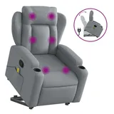 vidaXL Massagesessel mit Aufstehhilfe Hellgrau Stoff