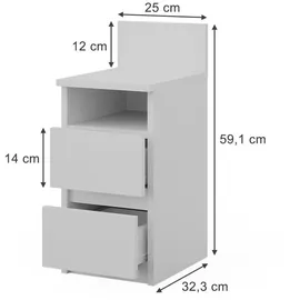 Vicco Nachttisch Monty, 25 x 59.1 cm 2er Set