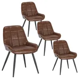 EUGAD 4x Esszimmerstuhl Küchenstuhl Wohnzimmerstuhl Retro aus Kunstleder Braun