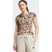adidas T-Shirt ADIDAS SPORTSWEAR "W AOP TEE", Damen, Gr. L, multicolor, warm sandstone, Obermaterial: 93% Baumwolle, 7% Elasthan, Rundhals, Shirts T-Shirt, sportlicher Schnitt, kurze Ärmel, mit Leopardenprint