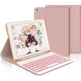 IVEOPPE Tastatur iPad 9. Generation, iPad 10.2" Tastatur mit Hülle (iPad 9./8./7. Generation), Magnetisch Abnehmbarer mit QWERTZ Tastatur für iPad Air 3 und iPad Pro 10.5, Sakura rosa