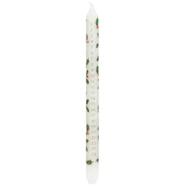 Talking Tables Stechpalmenblatt-Weihnachts-Adventskerze, 30 cm, Wachskerzenhalter, Datum bis Weihnachtstag, festlicher Kranz, Tischdekorationen, Weiß
