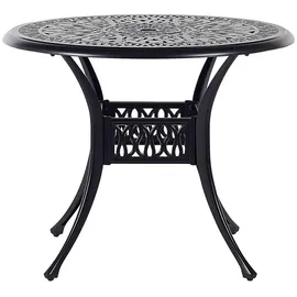 Beliani Ancona Gartentisch Ø 90 x 72 cm Schwarz/Beige
