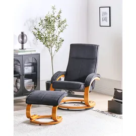Beliani Massagesessel HERO Stoff 51 x 102 x 51 cm Schwarz mit Fußstütze