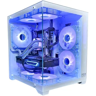 Gaming PC White | GeForce RTX 5060 | Intel 10 Core | RGB Lüfter mit Fernbedienung | Wasserkühlung | SSD | Windows 11 | WLAN (16GB RAM 240GB SSD)