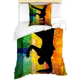 ABAKUHAUS Bettwäsche Milbensicher Allergiker geeignet mit Kissenbezug, Microfaser, HipHop Breakdancer in Disco bunt