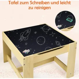 Goplus 3tlg. Kindertisch mit 2 Stühle, Kindermoebel Set Holz,sitzgruppe für Kleinkinder, Maedchen Und Jungen