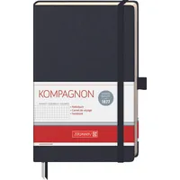 Brunnen Notizbuch KOMPAGNON ca. DIN A5 kariert, schwarz Hardcover