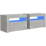 vidaXL Nachttische 2 Stk. mit LEDs Betongrau 60x35x40 cm