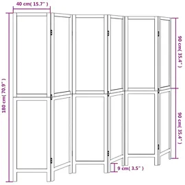 vidaXL 6-tlg. Raumteiler Dunkelbraun Massivholz Paulownia