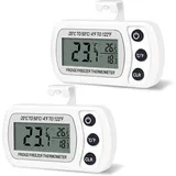 Ahlsen - 2-teiliges Thermometer für Kühlschrank mit Gefrierfach, Frigidaire, digitale Temperatur -20 bis 50 °c mit Haken, leicht ablesbares