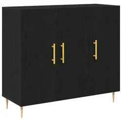 vidaXL Sideboard schwarz Eiche 90x34x80 cm Schichtholz