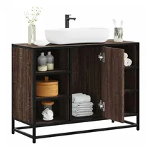 vidaXL Waschbeckenunterschrank Braun Eichen-Optik 80x33x60 cm
