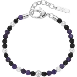 Giorgio Martello Milano Armband mit Zirkonia, Steinkugeln und Muschelkern-Perlen, Silber 925 Armbänder & Armreife   Violett Damen 