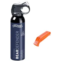 Pfefferspray Bärabwehrspray Bear Defender 225 ml Tierabwehr Selbstverteidigung 10 Meter Reichweite inklusive Gürtelholster & Solas geprüfte & NATO zugelassene NOT-Pfeife