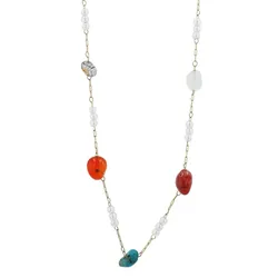 Kette mit Anhänger ADELIA ́S, gold, perle, Halsketten, Damen, unbekannt, Edelstahl