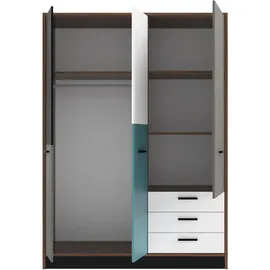 Forte Carryhome Kleiderschrank, Grau, Grün, Schwarz, Weiß, Eiche, Kunststoff, 3 Schubladen, 144x200x60 cm, Beimöbel erhältlich, in verschiedenen Holzdekoren erhältlich, Kinder- & Jugendzimmer, Kindermöbel, Kinderkleiderschränke